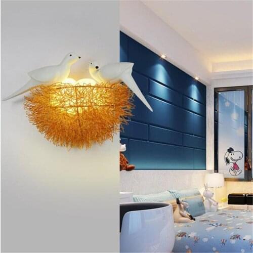 Modern Creative Aluminum Bird Nest LED Wall Lights Personality Bird Art Wall Lamp Children Bedroom Study Decorative Lamp