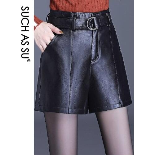 SUCH AS SU Women's Leather Shorts