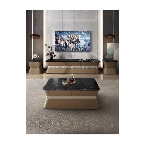 Light luxury marble coffee table living room modern simple Italian coffee table TV stand combination floor Cabinet Furniture