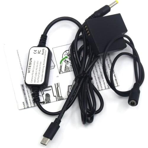 USB-C PD Adapter Cable AC8+DMW-BLH7 BLH7E DCC15 Dummy Battery for Lumix DMC-GM1 DMC GM5 GF7 GF8