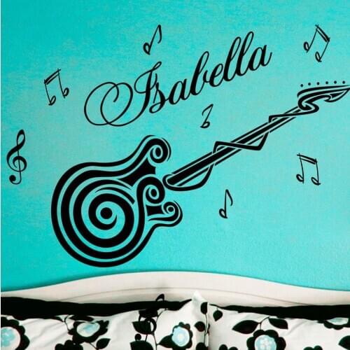 Customize Name Guitar Music Vinyl Wall Decals Sticker Art Vinyl Home Decor Mural Fashion Room Wall Stickers KW-315