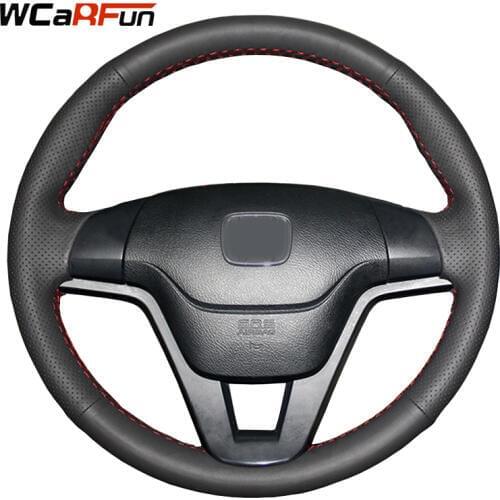 WCaRFun Car Steering Cover for Honda CRV 2007-2011 Wheel Wheels Black Artificial Leather Car Steering Wheel Cover