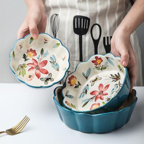 1pcs Kinglang Japanese Tableware Ceramic Fruit Salad Bowl Lovely Celebrity Bowl Strawberry Personality Ice Cream Bowl