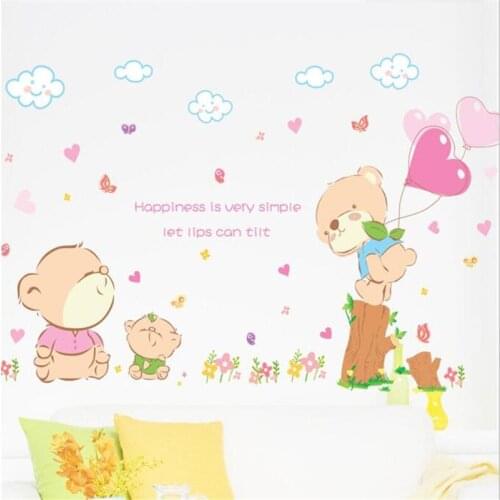 Vivid Cartoon bear creative 3D wall sticker living room bedroom wall decoration anime poster wall stickers for kids rooms