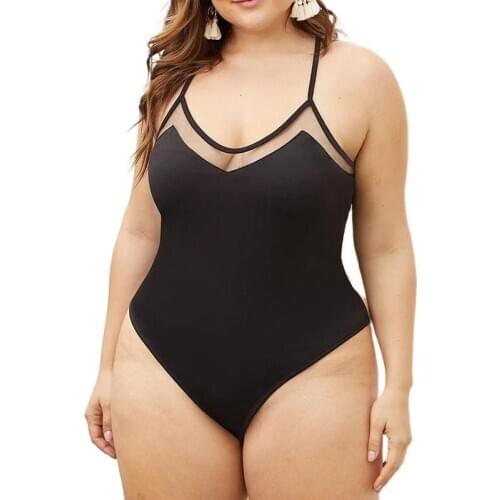 Plus Size Bathing Suit Women One Piece Swimsuit Black Mesh Swimwear Slim Monokini Bathing Suits Sexy One Piece Swim Suits 2021