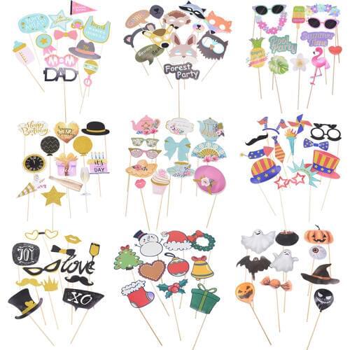 1 Set Funny Photo Booth Props Bridal Wedding Birthday Party Baby Shower Decoration Theme Party Halloween Christmas Photo Booth