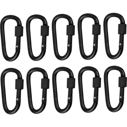 10x Aluminum Alloy D-Ring Carabiner Key Chain Clip Hook Screw Lock Carabiners for Camping Hiking Outdoor Sports Backpack