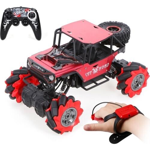 2.4Ghz Stunt RC Car 360 Rotating Drift Watch Gesture Sensor Alloy Body 1/14 Off Road Trucks with Head Lights 4WD RC Car for Kids