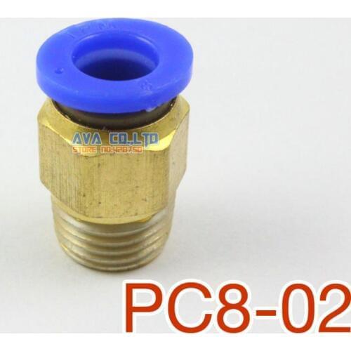 20 Pieces Tube OD 8mm x 1/4" BSPT Male Straight Pneumatic Connector Push In To Connect Fitting