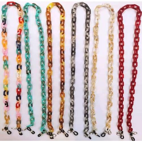2021 Fashion Non-slip Wide Color Acrylic Sunglasses Mask Lanyard Classic Neck Strap Reading Glasses Chain Accessories for Women