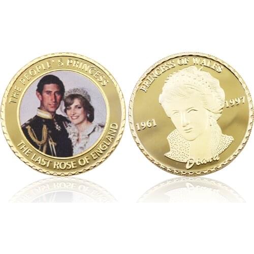 24k Gold Plated UK Royal Diana 20th Metal Coin Challenge 999.9 Gold Coins Christmas Commemorative Gifts European Coin