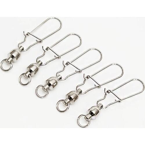 5pcs/lot Huge pull Fishing Connector Pin High Speed Rotation Bearing Rolling Swivel Stainless Steel with snap