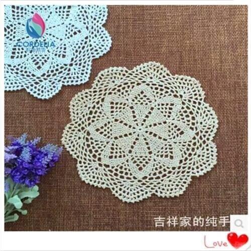2015 fashion 6 pics/lot 25cm Round mat coaster for home decoration doily with flowers crochet cup mat pads place mat potholder