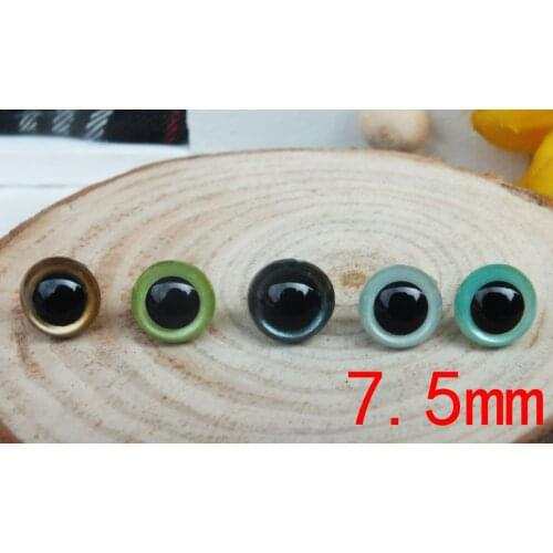 7.5mm Hand Painted Pearl-tallic Safety Plastic Eyes with Metal Washer-5color can choose