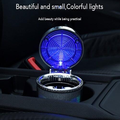 Car Ashtray Colorful LED Light Cigarette Smoke Travel Remover Car Smokeless Smoke Cup Holder Trash Bin Universal Auto Ashtray