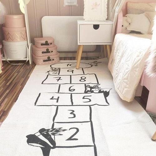 Baby Hopscotch Game Kids Activity Play Gym Mats Cartoon Print Children Infant Adventure Carpet Street Carpet Crawling Blanket