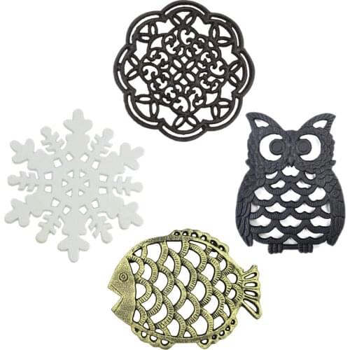 DRELD Vintage Cast Iron Insulation Pot Coaster Bowl Pad Placemat Plate Pad Table Mat Kitchen Antique Furniture Decoration