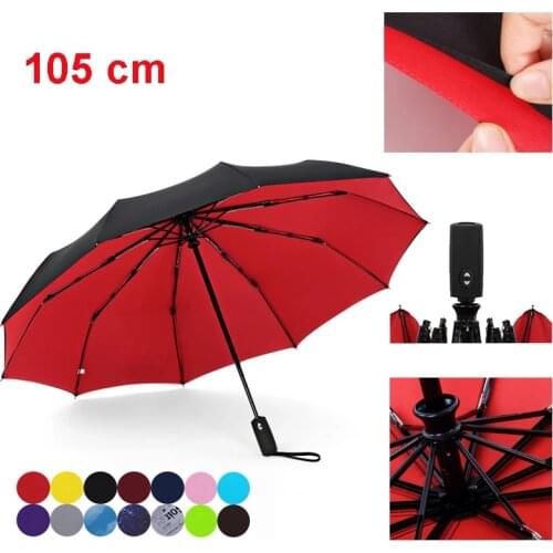 Double Layer Windproof Womens Automatic Umbrella Female Male Ten Bone Three Folding Mens Umbrella Large Rain Business Parasol