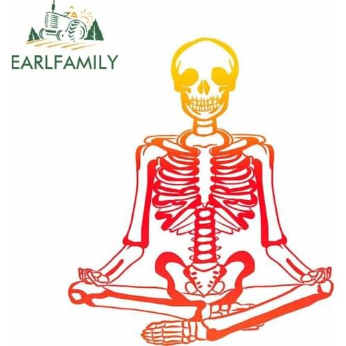 EARLFAMILY 13cm x 11cm for Meditating Skeleton Vinyl Car Stickers Waterproof Graphics Motorcycle Helmet Decoration Vehicle Decal