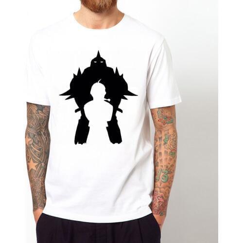 FMA Elric Brothers T-Shirt Fullmetal Alchemist Crew Top Tee New Graphic Gift Cotton short sleeves t shirt camisetas shirt