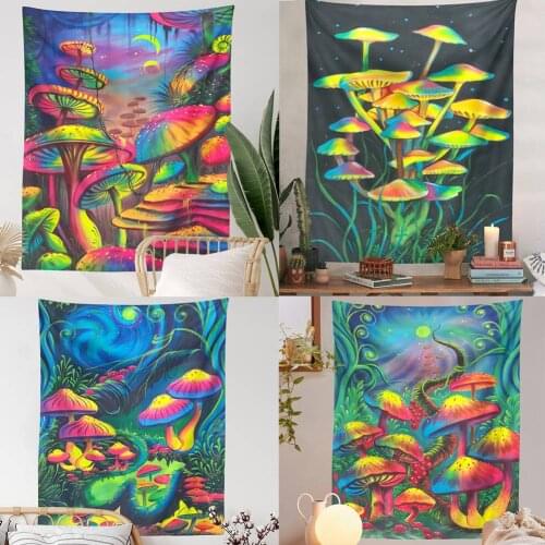 Trippy Mushroom Tapestries Hippie colorful Art Tapestry Wall Hanging Bedroom Livingroom Decoration