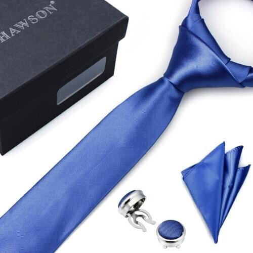 Hot Selling Men Necktie Set with Pocket Square & Button Cover Cuff-links in Gift Box for Business Wedding Party