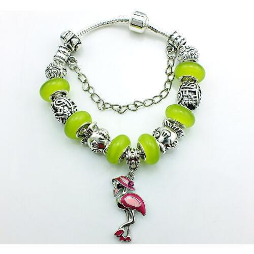 JINGLANG Fast Shipping European Plating Silver Charm Bracelets & Bangles Women with Lampwork Glass Beads Fashion Jewelry SL5731