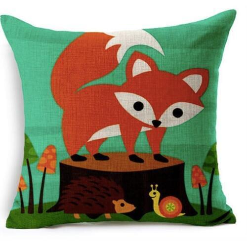 Red Beauty On the Wood Cute Fox Green Animal Art Painting Warm Pillow War Cover Massager Decorative Pillows Home Decor Gift