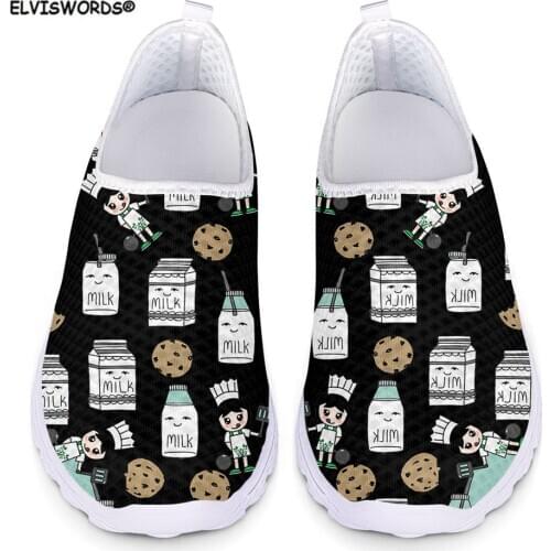 ELVISWORDS Sneakers Shoes Women Nutritionist Fashion Design Ladies Flats Mesh Comfortable Loafers for Teen Girls Chaussure Femme