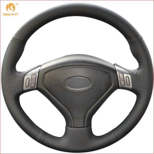 MEWANT Black Genuine Leather Car Steering Wheel Cover for Subaru Forester 2004-2006 Outback 2004 2005 Legacy 2004-2006 Interior