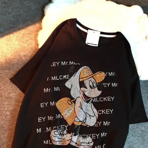Fashion Designer Disney Tshirts Cartoon Mickey Tops Summer Ullzangoversized Women T-shirts Ulzzang Hip Hop Streetwear Clothing