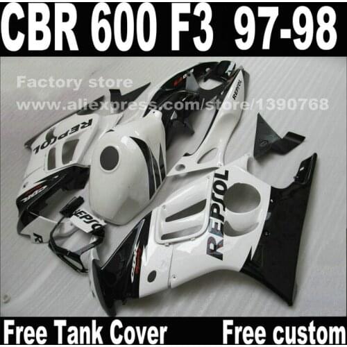 Motorcycle parts for HONDA CBR 600 F3 fairings 1997 1998 CBR600 F3 97 98 white black REPSOL fairing kit O3