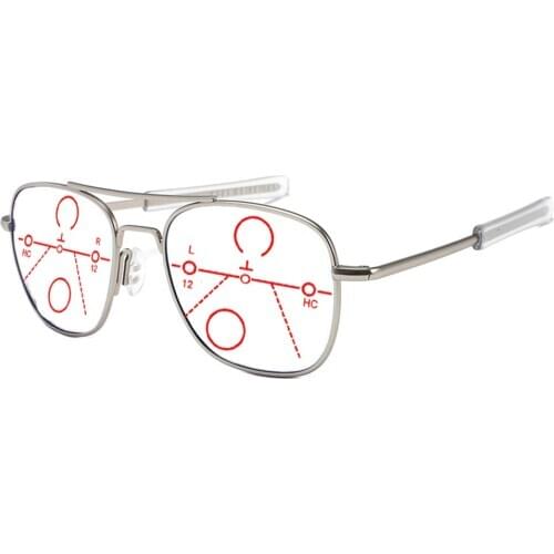 Pilot Style Rectangle Double Bridge Men Progressive Multifocal Reading Glasses +0.75 +1 +1.25 +1.5 +1.75 +2 +2.25 +2.5 +2.75To+4