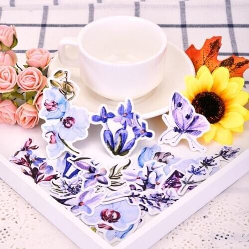 33pcs Creative cute self-made Blue flowers plant scrapbooking stickers /decorative sticker /DIY craft photo albums Waterproof