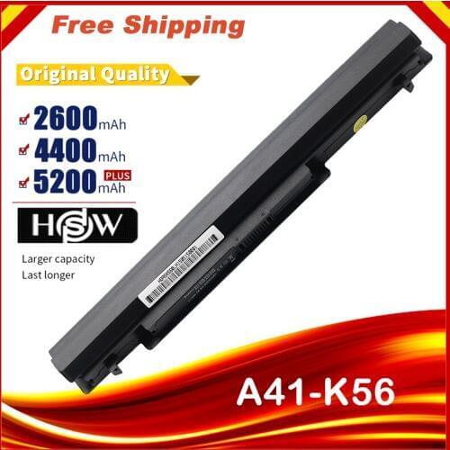 New A41-K56 Laptop Battery for ASUS K46 K46C K46CA K46CM K56 K56CA K56CM S46C S56C R505CA A32-K56 A42-K56 14.8V 5200m Free shiAh