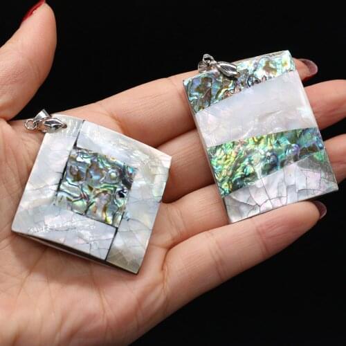 Natural Shell Pendant Cracking Splicing Stripe Abalone Shell Charms for DIYJewelry Making Necklace Pendants