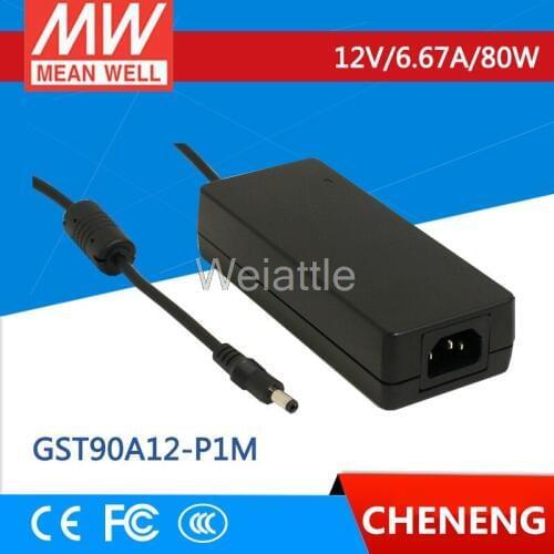MEAN WELL original GST90A12-P1M 12V 6.67A meanwell GST90A 12V 80W AC-DC High Reliability Industrial Adaptor