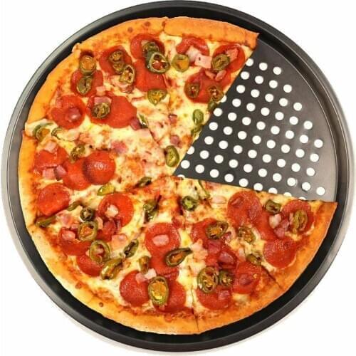 12inch/32cm Pizza Pan Nonstick Coating Carbon Steel 12" Pizza Baking Pan Mesh Crisper Tray with Holes