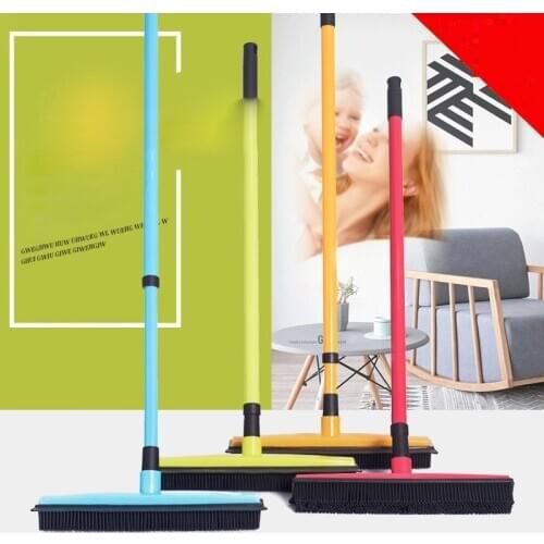 Rubber Broom Pet Hair Lint Remover Telescopic Bristles Magic Clean Sweeper Window Scratcher Long Push Floor Squeegee Cleaner