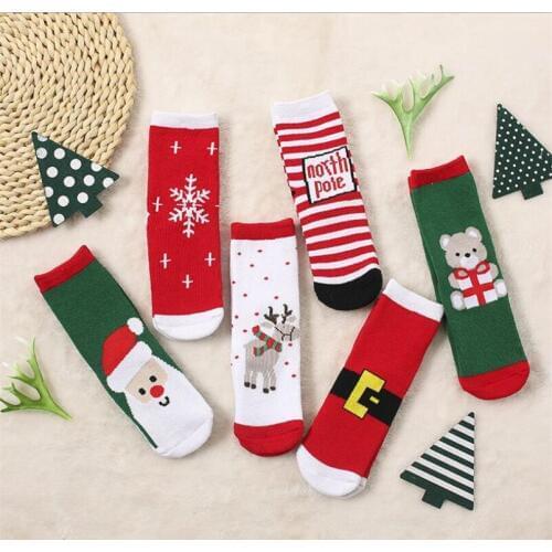 Boys Christmas socks cartoon bear/Santa/Snowflake/elk desgin kids socks winter warm thick terry floor socks for girls socks Xmas