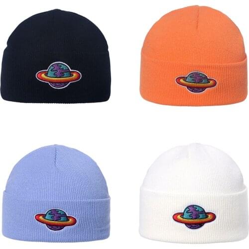 2021 Fashion Rock Saturn Beanies Hat Winter Women Men Planet Orb Embroidery Knitted Beanie Hats Cotton Soft Hip Hop Ski Cap