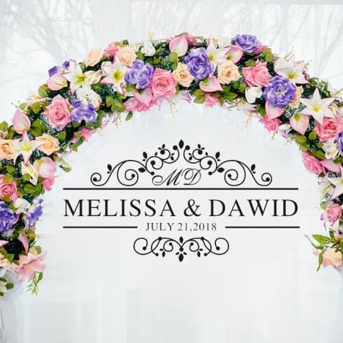 Wedding Floor Decor Wall Decals wedding Sign Bride and bridegroom Name Custom Vinyl Wall Decal Personalised Wedding Deocr Z679