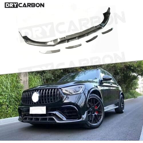 Carbon Fiber Front Bumper Lip Chin Spoiler Shovel for Benz GLC Class Coupe W253 GLC63 Original Bumper 2016-2019 FRP Car Styling