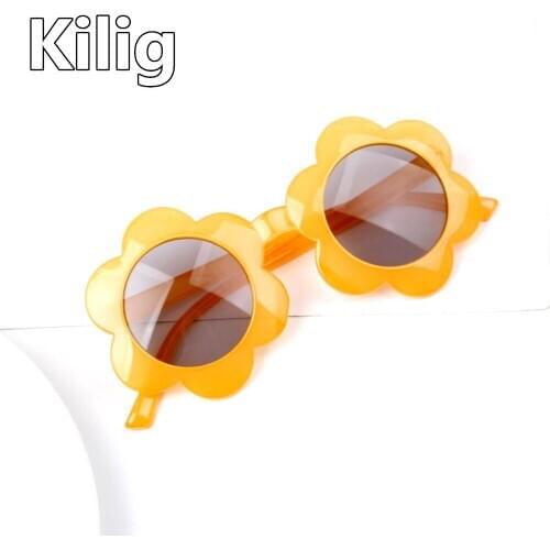 Kilig Vintage Kids Sunglasses Child Sun Glasses Round Flower Gafas Baby Children UV400 Sport Sunglasses Girls Boys Oculos De Sol