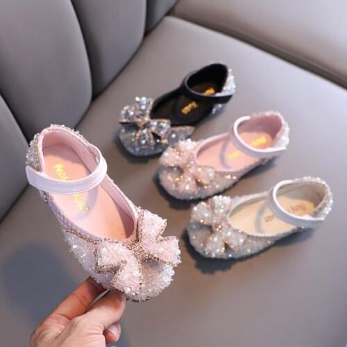 1-6 Year Old Fashion Rhinestone Bow Princess Shoes GirlS ChildrenS Autumn Shoes Kids Dance Shoes 2021 Baby Dress Party Shoes