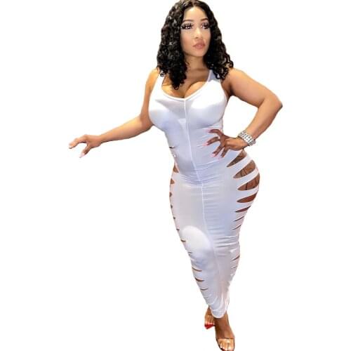 Vintage All White Side Hollow Out Bodycon Dress Women Fringe Bandage Christmas Party Dress Birthday Outfits Free Shipping