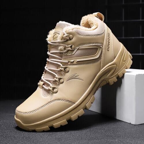 Winter Warm Plush Men Work Desert Boots Casual Oxfords Men Autumn Ankle Snow Boots Male Dress Footwear Audlt Military Sneakers