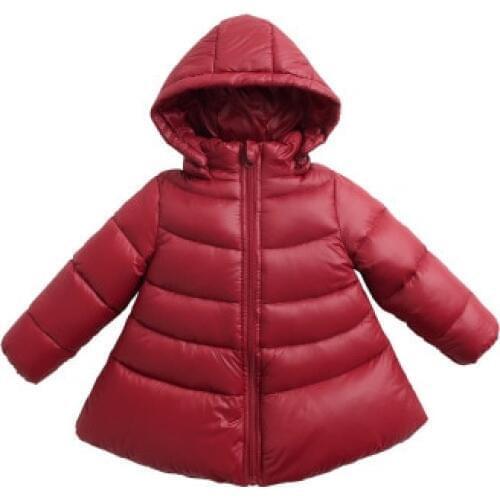 Baby Girl Winter Down Jacket Fashion Solid Wide Hem Coats Cute Hooded Parkas Warm Cotton Kids Girls Winter Coat 18M 2 3 4 5 Year