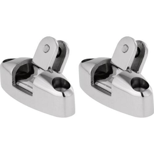 1 Pair Stainless Steel Swivel Deck Hinge with Rubber Pad Bimini Top Fitting