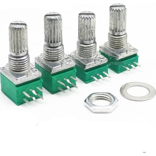 10 pcs RK097N single 3-pin/RK097G dual 6-pin potentiometer B5K/10K/20K/50K/100K long 15MM